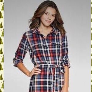 Universal Thread Goods Co plaid flannel shirtwaist dress women's size S